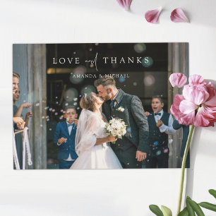 Modern Bröllop-foto Newlyweds med enkel Elegant Tack Kort