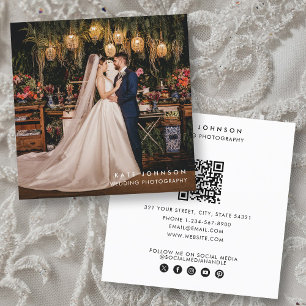 Modern Bröllop-fotoskrivare QR-kod Social-media Fyrkantigt Visitkort