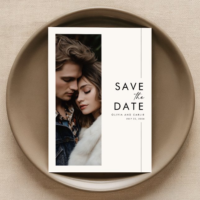 Modern Bröllop-fotot sparar datum Inbjudan (Skapare uppladdad)