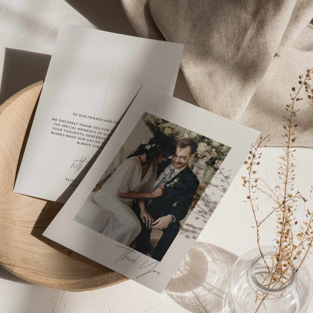 Modern Bröllop-fototackkort för skript Tack Kort (Skapare uppladdad)