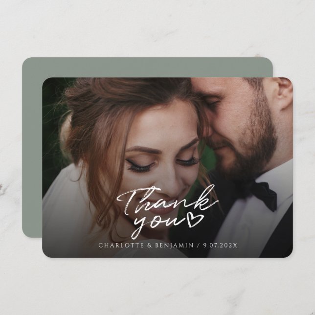 Modern Bröllop-fotoutskriven Tack (Fram/baksida)