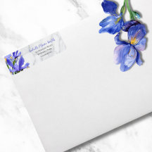 Modern Bröllop Grått Marble Blue Irises Blommigt