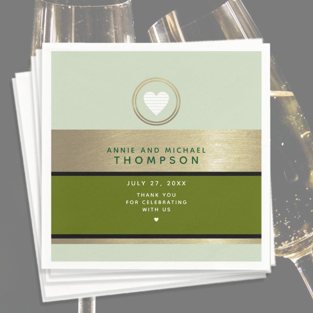 Modern bröllop grönt pappersservett (Skapare uppladdad)