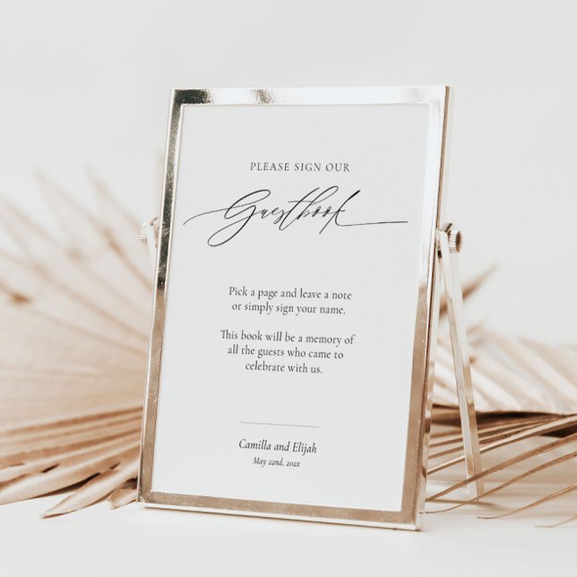 Modern Bröllop Guestbook-signatur med calligrafi Poster (Skapare uppladdad)