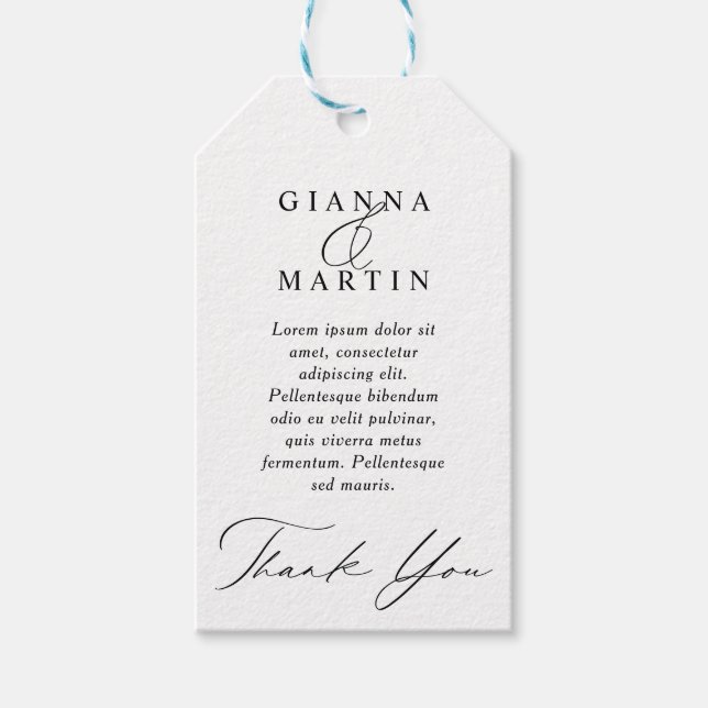 Modern Bröllop Helg Tack Presentetikett (Framsidan)