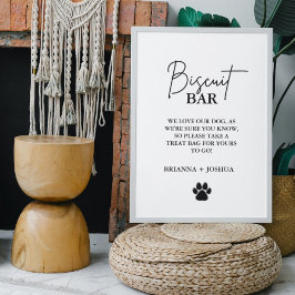 Modern bröllop hund behandlar tecknet biscuit pub  poster