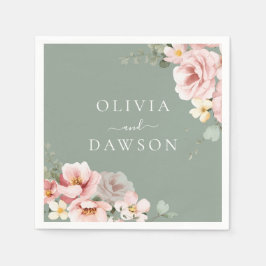 Modern Bröllop i  Grönt och Sage Pappersservett