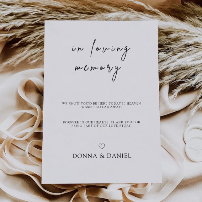 Modern Bröllop i Loving Memory Sign, Inbjudningar (Modern Wedding In Loving Memory Sign, Invitation)