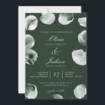 Modern Bröllop i upplöst Grönt Eucalyptus Scripted Inbjudningar<br><div class="desc">Modern bröllopsinbjudan från Grey och Eucalyptus Scripted Refined Muted water color - Mörk</div>