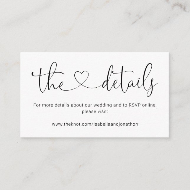 Modern Bröllop-informationskort för webbplats Tilläggskort (Framsida)