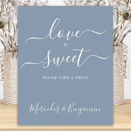 Modern Bröllop Kärlek Sweet Personlig Dusty Blue Poster