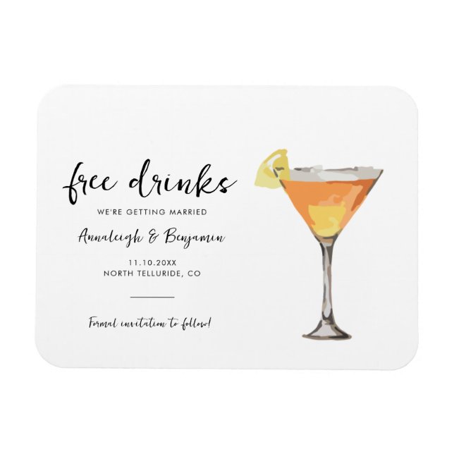 Modern Bröllop Keepsaké Spara datum meddelande Magnet (Horisontell)