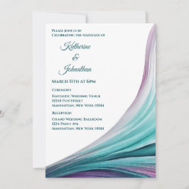 Modern Bröllop-Lila och Teal Inbjudningar