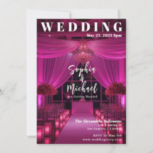 Modern Bröllop Magazine Cover-rosa Inbjudningar