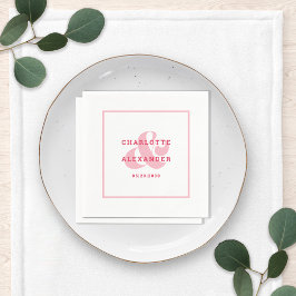 Modern Bröllop Magenta Red Ampersand Bride & Groom Pappersservett