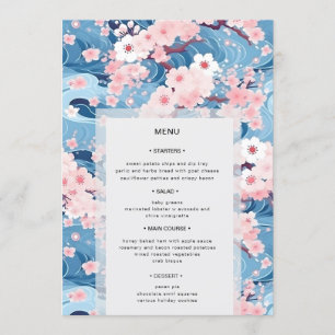 Modern Bröllop med Rosa Vågor och Sakura Blossom Meny