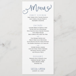 Modern Bröllop Menus | Typografi (Dusty Blue) Meny