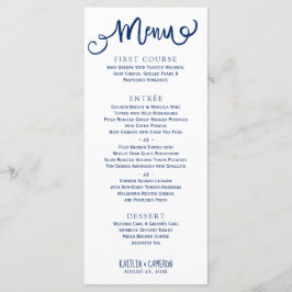 Modern Bröllop Menus | Typografi (marinblå) Meny
