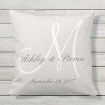 Modern Bröllop Monogram Rustic Linen-utseende
