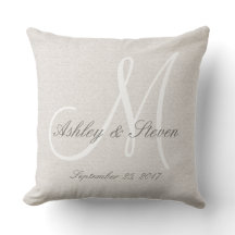 Modern Bröllop Monogram Rustic Linen-utseende