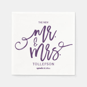 Modern Bröllop Napkins Penselskript (plommon) Pappersservett