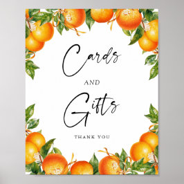 Modern Bröllop Orange Citrus Cards and Gifts Sign Poster