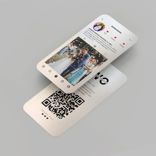 Modern Bröllop Organizer Silver Instagram Visitkort (Modern Wedding Organizer Silver Gold Instagram Business Card
)