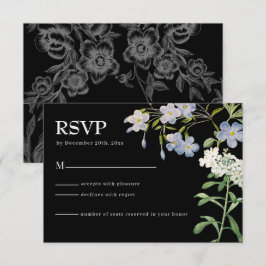Modern Bröllop OSA för svartvit Blommigt Kort