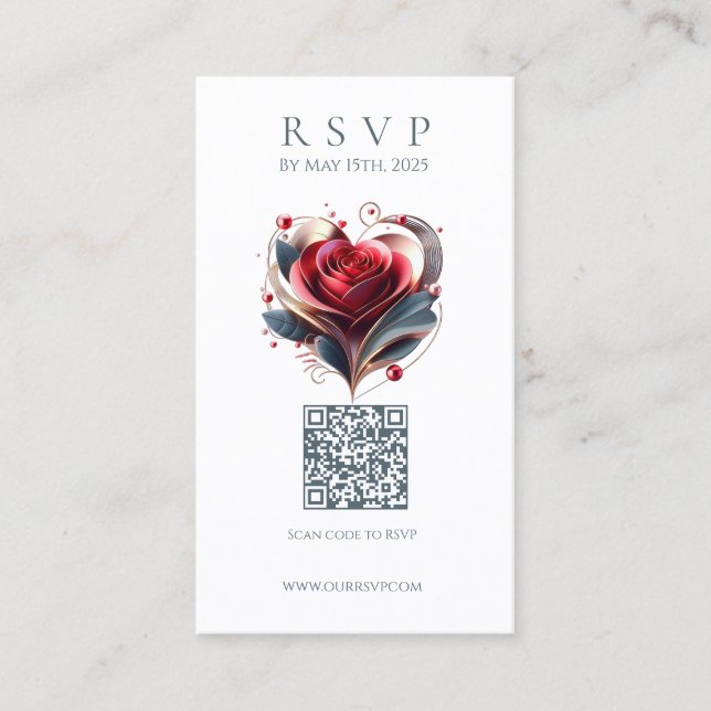 Modern Bröllop OSA QR-Hjärtformade Ro Visitkort (Framsida)
