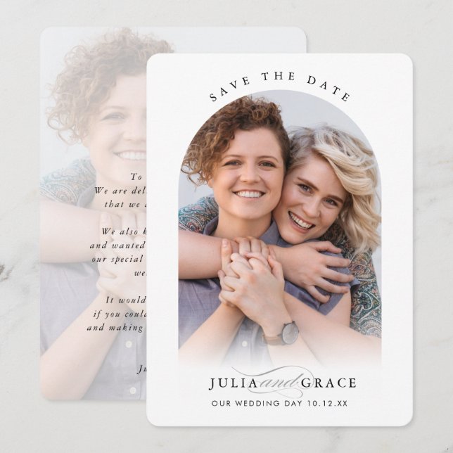 MODERN BRÖLLOP par fotoarch ram calligraphy Inbjudningar (Fram/baksida)