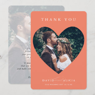 MODERN BRÖLLOP par fotohjärta ram peach Inbjudningar