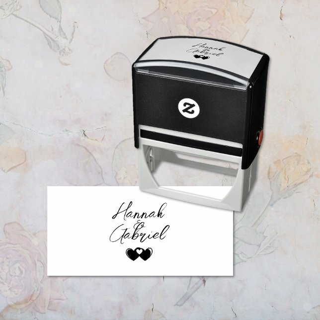 Modern Bröllop par Heart Självfärgande Stämpel (Modern Wedding Couple Heart Self-inking Stamp)