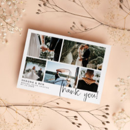 Modern Bröllop Photo Collage Tack Kort