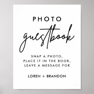 Modern Bröllop Photo Guestbook-signatur Poster