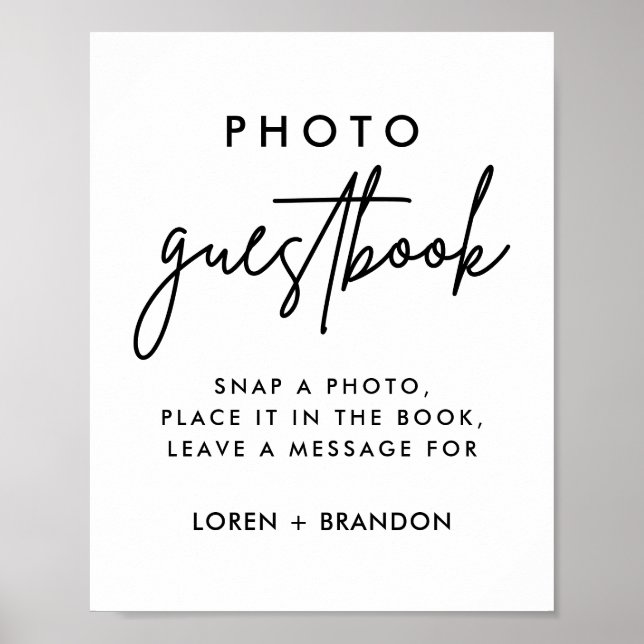 Modern Bröllop Photo Guestbook-signatur Poster (Framsidan)