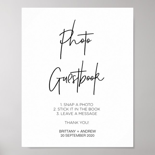 Modern Bröllop Photo Guestbook-signatur Poster (Framsidan)