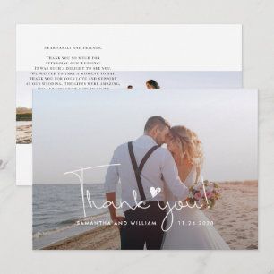 Modern Bröllop Photo Hand-Lettered Newlyweds Tack Kort