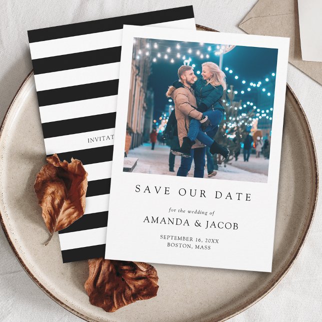 Modern Bröllop Photo Spara Datumet (Modern Wedding Photo Save The Date)