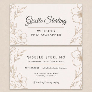 Modern Bröllop Photographer Botanical Black Visitkort