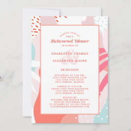 Modern Bröllop Rehearsal Artsy Roligt Coral in Inbjudningar