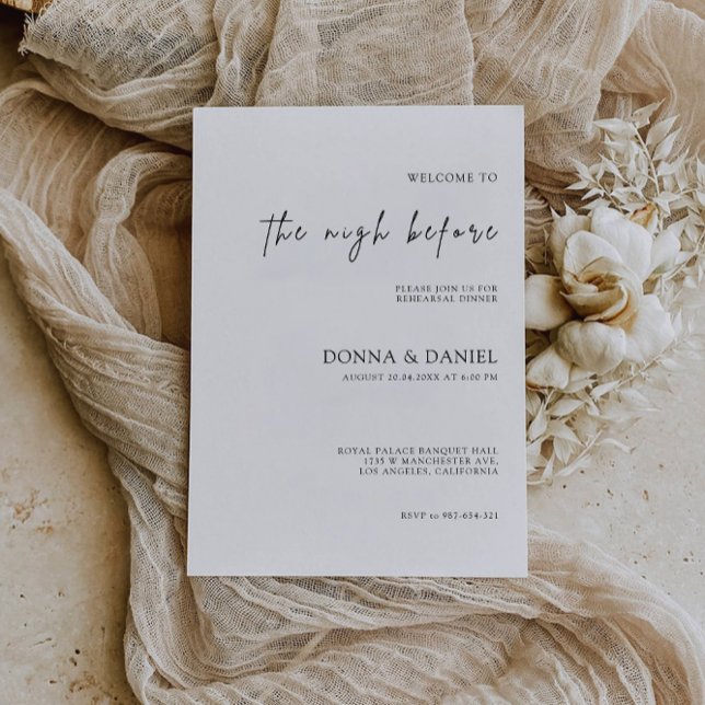 Modern Bröllop Rehearsal Dinner Sign Natt Natt, Inbjudningar (Modern Wedding Rehearsal Dinner Sign Night, Invitation)