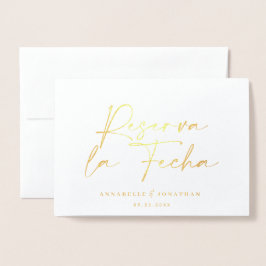 Modern bröllop Reserva la Fecha Black 1-foto Folierat Kort
