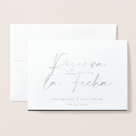 Modern bröllop Reserva la Fecha black 1 foto Folierat Kort