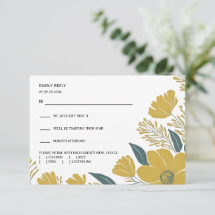 Modern Bröllop-respons för Blommigt av Gult i Butt OSA Kort