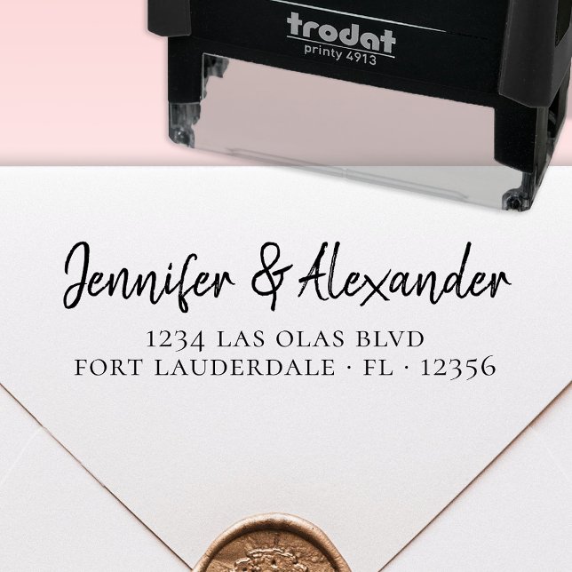 Modern Bröllop Returadress Calligraphy-skript S Självfärgande Stämpel (Skapare uppladdad)