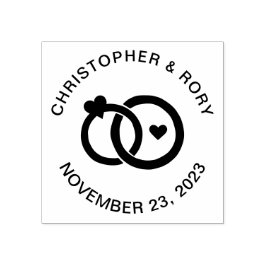 Modern Bröllop Ringar Enkel Anpassningsbar par Stämpel