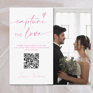 Modern Bröllop Rosa Fånga kärleken Qr Kod Tilläggskort