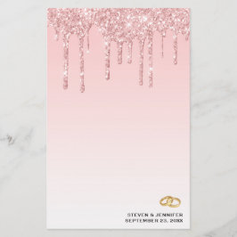 Modern Bröllop Rosa Glitter Drivrutiner och gyllen Brevpapper