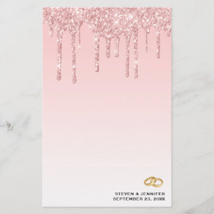 Modern Bröllop Rosa Glitter Drivrutiner och gyllen Brevpapper