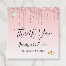 Modern Bröllop Rosa Glitter Drivrutiner och gyllen Gåvor Etiketter